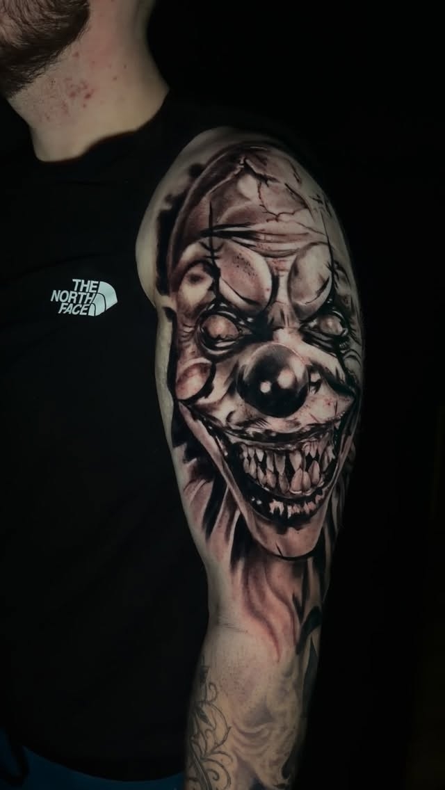 Horror Clown Sleeve Tattoo