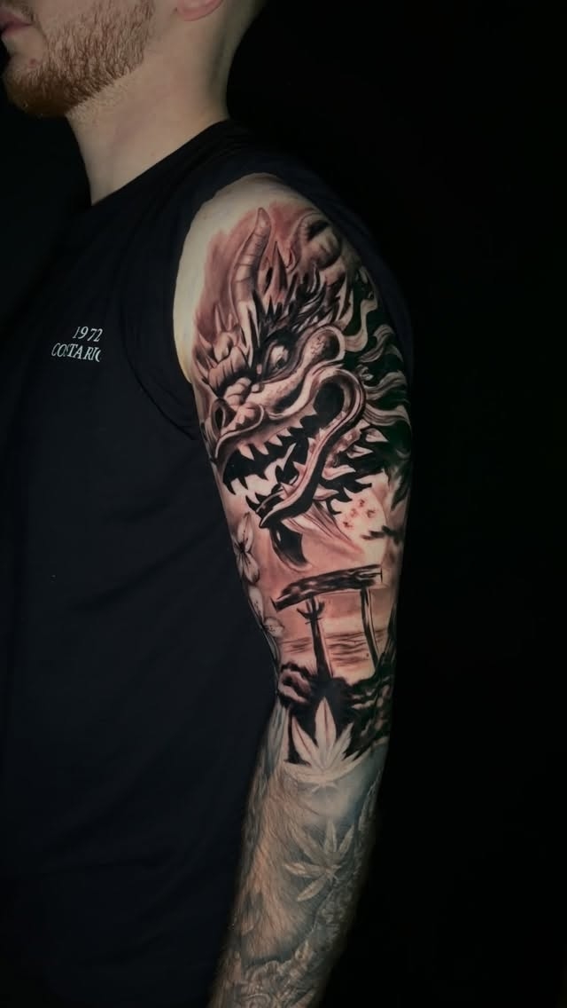 Japanese Dragon Half Sleeve Tattoo